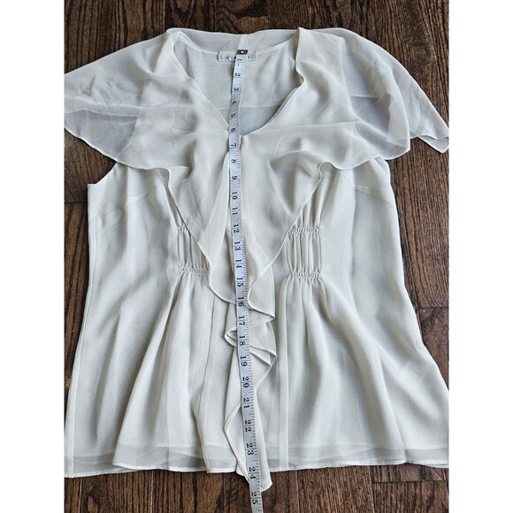 CAbi 814 Sheer Layered Ruffle Blouse Women's Size M Off-White Draped Top NWT - Picture 7 of 10
